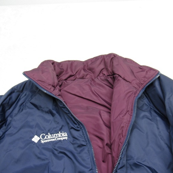 Vintage Columbia Jacket Mens XL Blue Maroon Insulated Reversible Full Zip Bomber - Picture 7 of 12